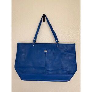 Jewell Royal Blue Perforated Faux Leather Tote Bag Shoulder Bag